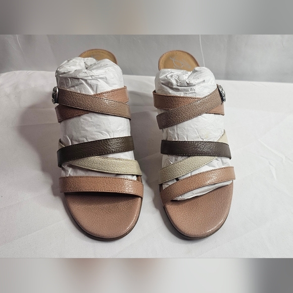 Brighton Sandal Neutral MultiTone Leather Heel 7.5M Strappy REBEL Neutral - Picture 2 of 8